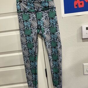 FP Movement by Free People Abstract Pattern Leggings - Black, White, Green